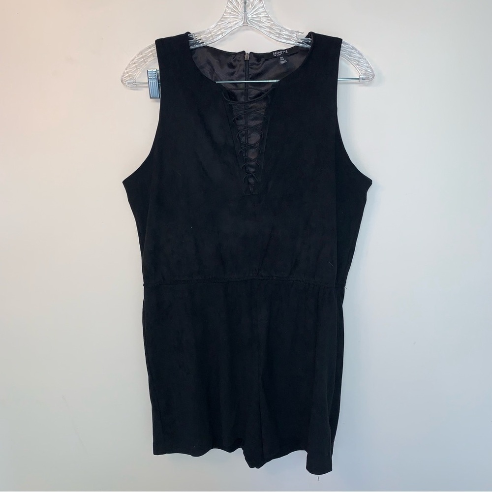Brunette The Label Black The Lily Romper Faux Suede - Picture 2 of 9